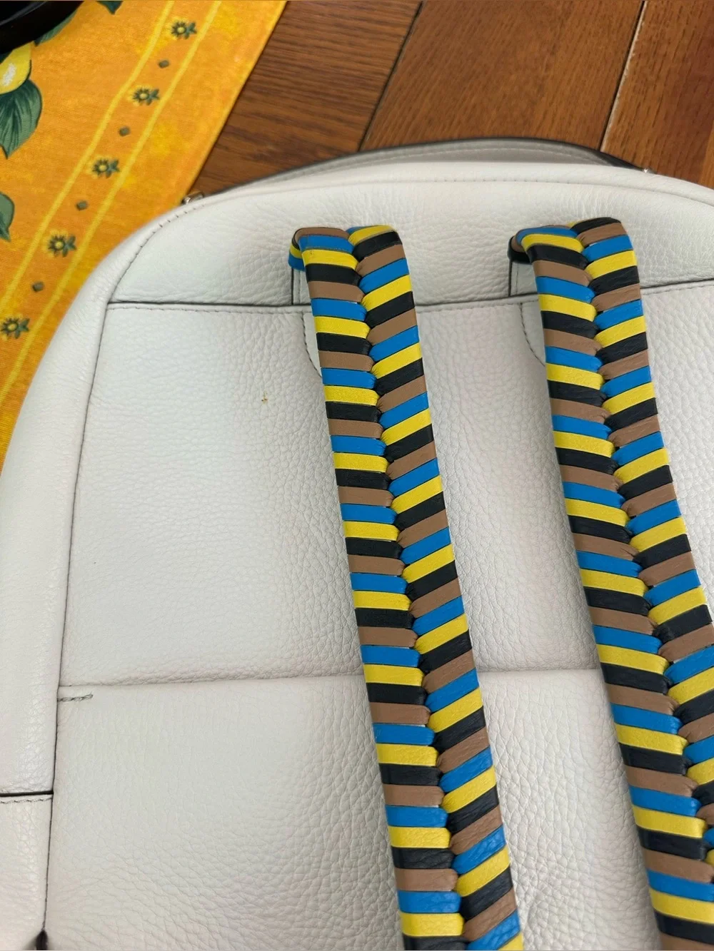Vintage Henri Bendel SoHo Large Off White with Multi Braided Straps Backpack EUC